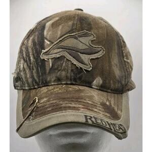 RedHead Camouflage Distressed Hunting‎ Strapback Cap Hat Fishing Hook Psalm 46:5